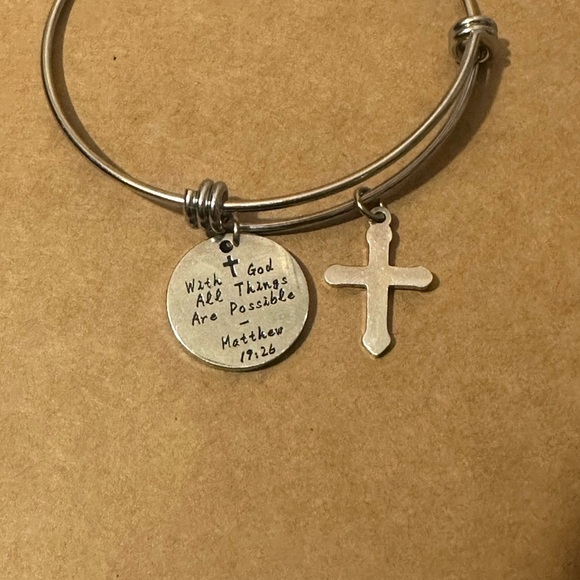 “ With God, all things are possible.” Timeless piece with cross and Bible verse - Picture 3 of 4